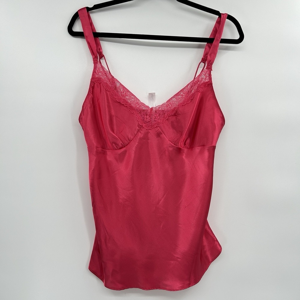 Lilac & London Womens Y2K‎ Satin Babydoll Top Sz M Pink Coquette Fairy Lace Trim